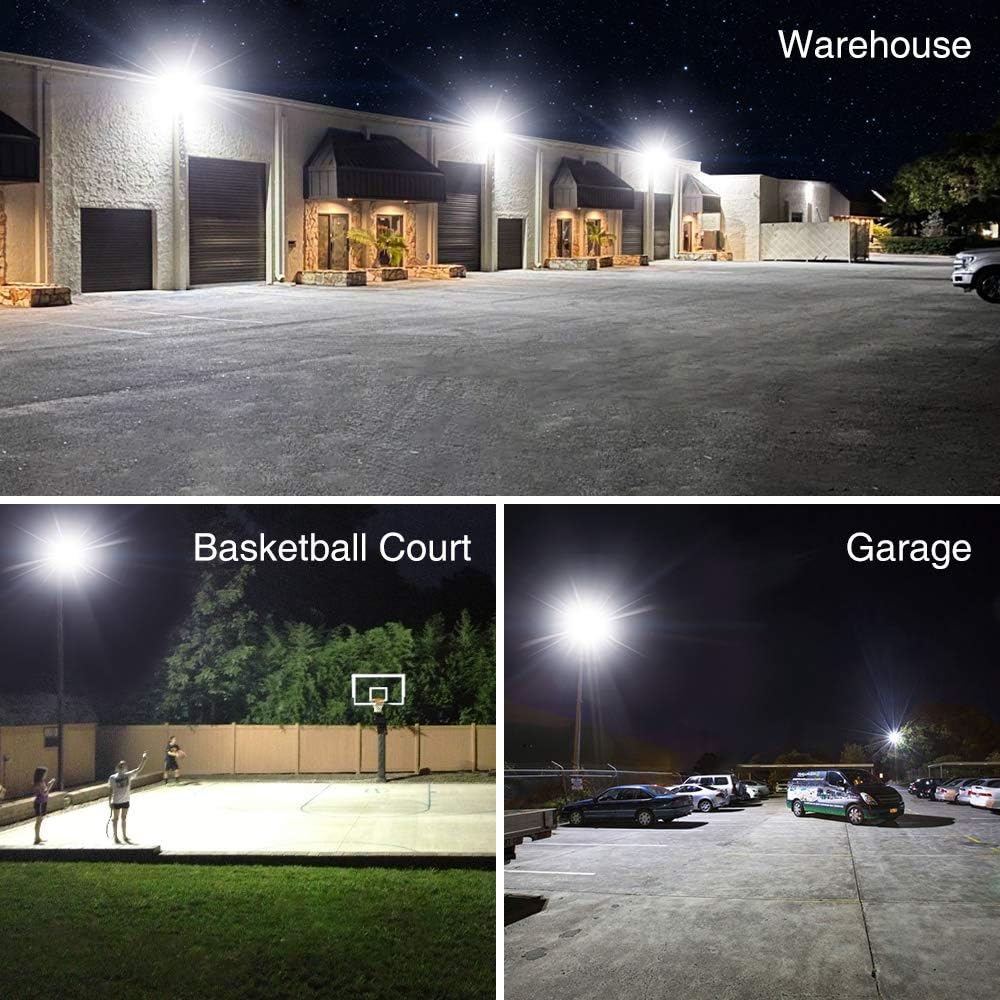 Onforu 150W LED Flood Light Outdoor, 15000lm Super Bright Security Light, IP66 Waterproof Exterior Floodlight, 5000K White Stadium Lights for Basketball Court, Parking Lots, Playground, Yard (2 Pack) - - 
