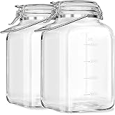 1.5 Gallon Glass Jars With Airtight Lid, Gallon Mason Jars Wide Mouth w Scale Marks(192 FL Oz), Glass Storage Containers with Lids And Sturdy Handles For Flour, Sugar, Baking Supplies, Set of 2