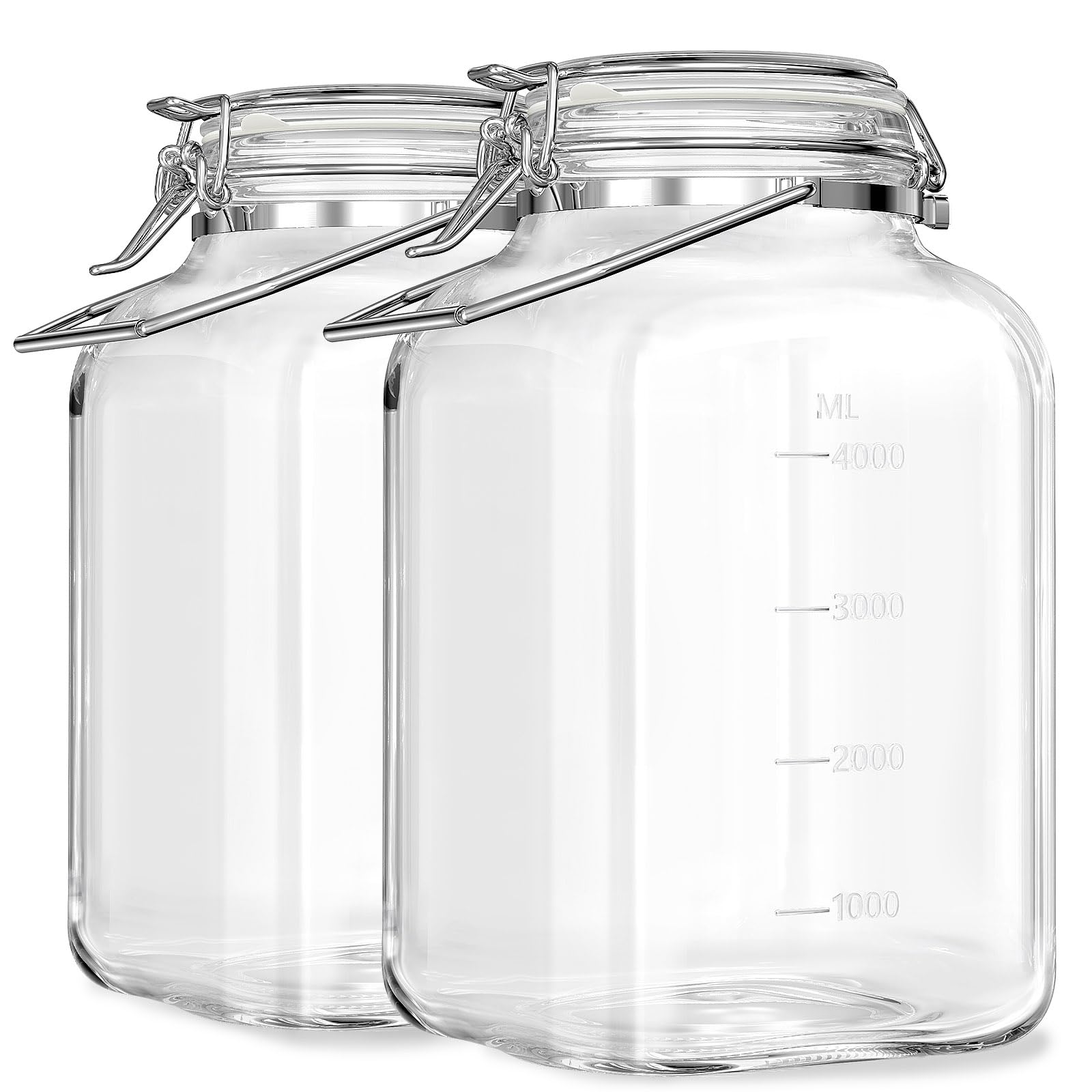 Photo 1 of 1.5 Gallon Glass Jars With Airtight Lid, Gallon Mason Jars Wide Mouth w Scale Marks(192 FL Oz), Glass Storage Containers with Lids And Sturdy Handles For Flour, Sugar, Baking Supplies, Set of 2