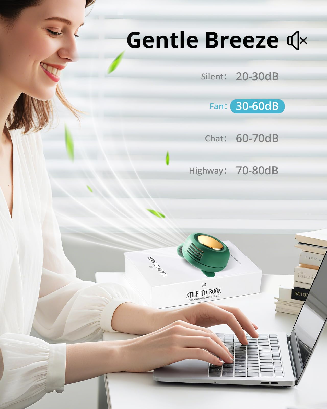 Portable Silent Mini Bladeless Fan Clip On, 3 Speeds & Queit, Hands Free Shirt and Waist Clips Whirlwind Fans, USB Rechargeable, Suitable for Outdoor & Travel & Office (green)