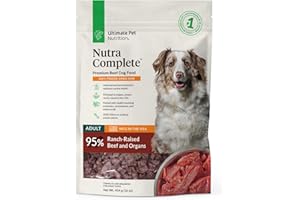 ULTIMATE PET NUTRITION Nutra Complete, 100% Freeze Dried Veterinarian Formulated Raw Dog Food with Antioxidants Prebiotics and Amino Acids, (1 Pound, Beef)
