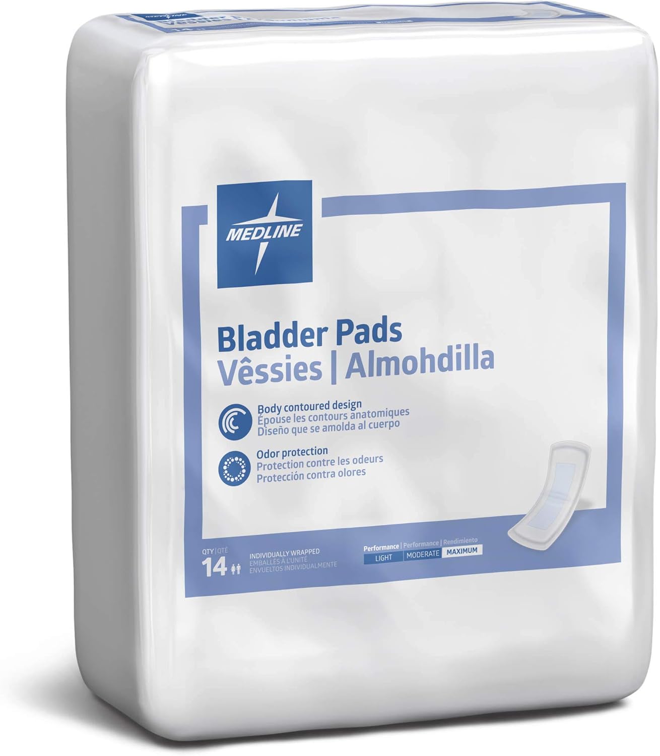Medline - MSC327100 Bladder Control Incontinence Pads, Maximum Absorbency, 3.25" x 13", 14 Count (Pack of 9): Industrial & Scientific