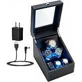 J&amp;T Technology Watch Winder + Watch Storage Box with Japanese Quiet Motor | Soft LED Display Lighting,Anti‑Magnetic Movement Protection,4 Modes for Every Movement,Smart Lid Sensor for Safe Operation