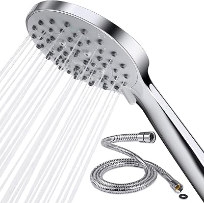 SAMODRA High Pressure Handheld Shower Head with Hose 5 Spray Settings Chrome