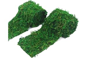FAICOIA 2 Pcs Moss Table Runner 4" x 48" Green Moss Roll for Fairy Garden Accessories Decor Party Wedding Woodland Preserved Sheet Moss Mat for Crafts 10x120cm