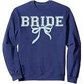 Bride Blue Bow Coquette Floral Matching Bridal Party Sweatshirt