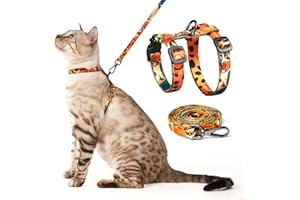 PetThem Cat Harness and Leash Set - Escape Proof Vest Harness for Cat, Comfortable Soft Lightweight, Easy Adjustable Cat Collar Harness for Small Medium Large Cats (King of The Jungle)