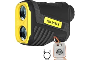 Golf Laser Rangefinder Rechargeable, Mileseey by CUSBON 656 Yards Range, Flagpole Lock with Pulse Vibration, 6X Magnification, Built-in Magnetic Stripe, Slope Mode, Distance/Speed/Angle Measurement