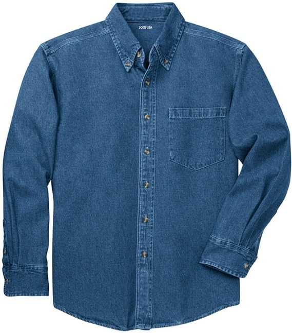 Buy Joe's USA Mens Long Sleeve Heavyweight Denim ShirtDark.Blue3XL at