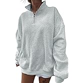 Avanova Women Quarter Zip Pullover Oversized Tunic Sweatshirt Long Sleeve Shirt