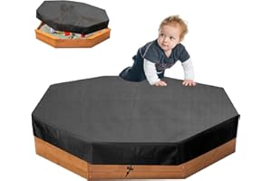 Uthem Octagon Sandbox Cover, 420D Oxford Outdoor Garden Octagon Sand Box Cover, Cloth Waterproof, Windproof and Dustproof Protect Sand Box Cover for Kids, (Black,84" X 78" X 9")