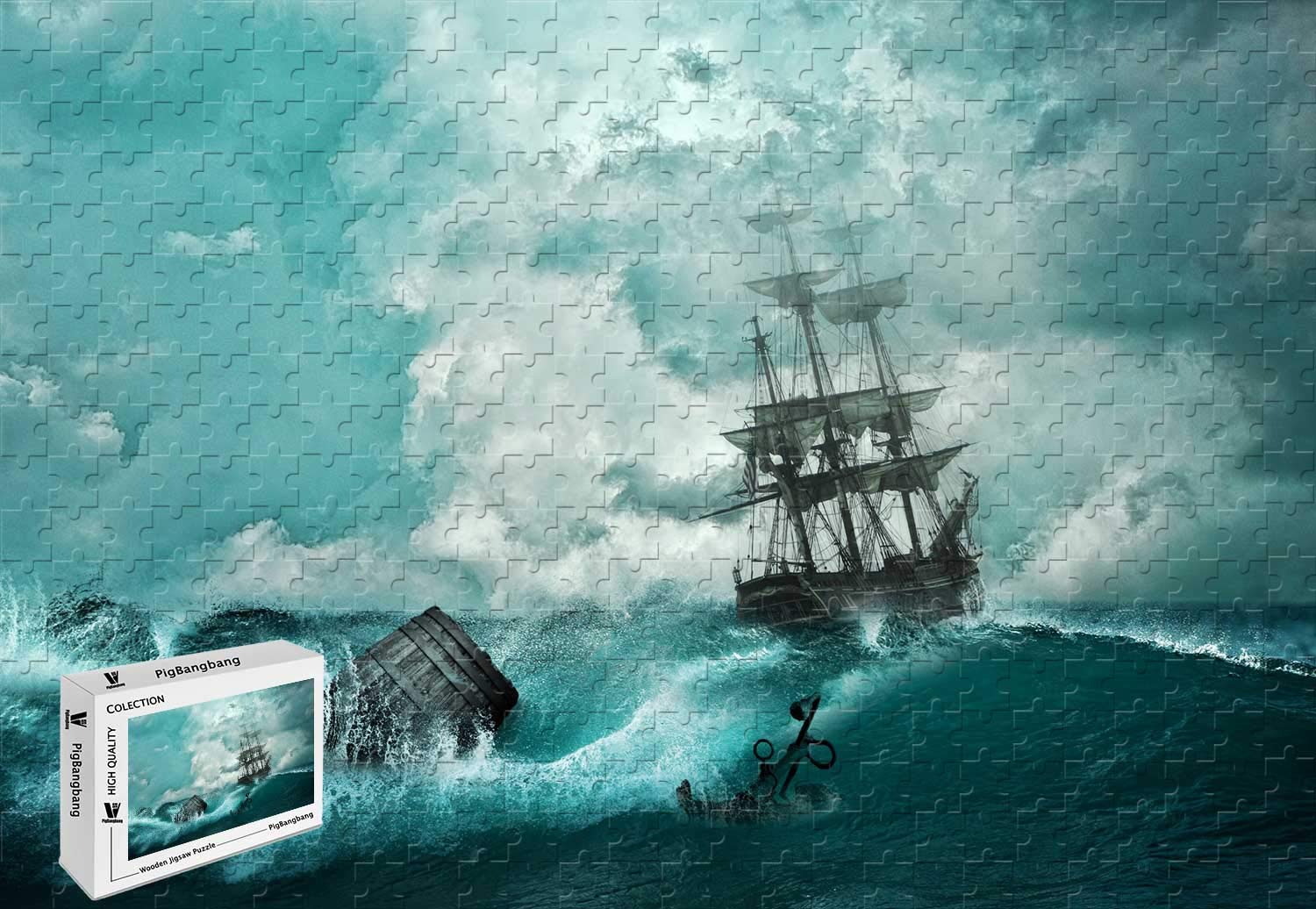  Peak まとめ売り PigBangbang Customizable Panel Canvas Painting Picture - Ocean Sea