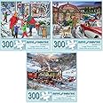 Bits and Pieces – Value Set of Three 300 Piece Jigsaw Puzzles for Adults – Home for The Holidays Jigsaw Puzzles by Artist Bigelow Illustrations, Completed Puzzle Size: 18" x 24"