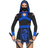 Spooktacular Creations 2 Pcs Ninja Costume Women, Halloween Ninja Costume Adult with Mask for Halloween Party Cosplay