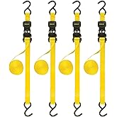 STANLEY S10004-12 Black/Yellow 1" X 12' Ratchet Straps - 500 LBS Safe Working Load / 1,500 LBS Break Strength, 4 Pack