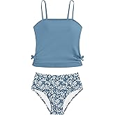 Girls Tankini Swimsuits Two Piece Bathing Suit Drawstring Swimwear Set for Girls 7-18 Years