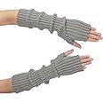 Clothirily Arm Warmers, Women's Winter Long Fingerless Gloves Knit Mitten Gloves Arm Sleeves for Women with Thumb Hole
