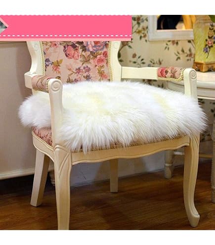 100% Real Sheepskin Fur Cushion - Sheared Car Seat Mat Sofa Decor 45x45cm