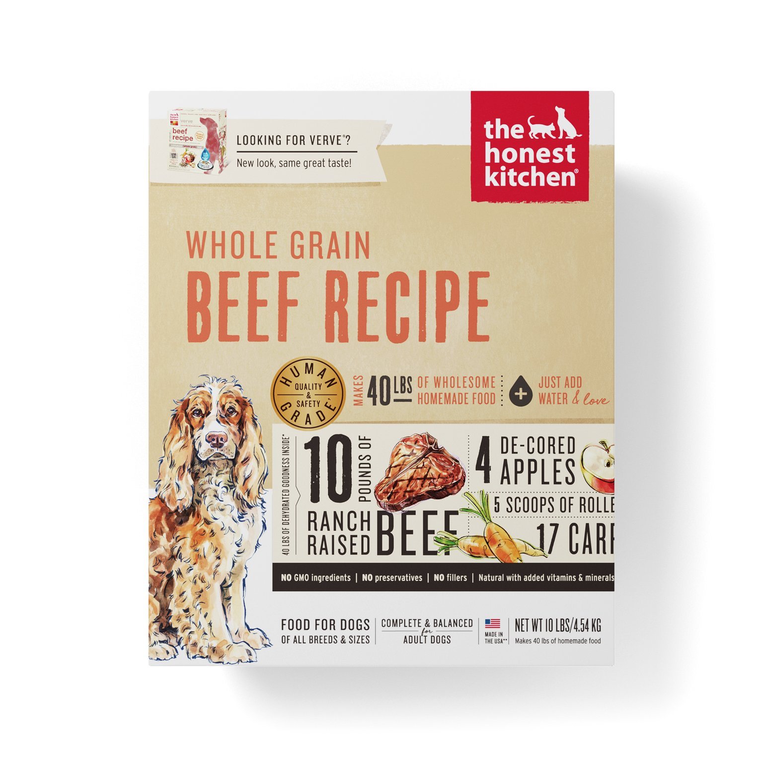 The Honest Kitchen Whole Grain Beef Dog Food Recipe, 4lb box
