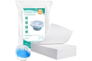 Oumee Absorbent Commode Pads for Bedside Commode Bucket, Commode Liners Pads with Absorbent Gel, Potty Liner Pads for Adults Portable Toilet Bags Bedpans (9.5 * 5.1in-40)