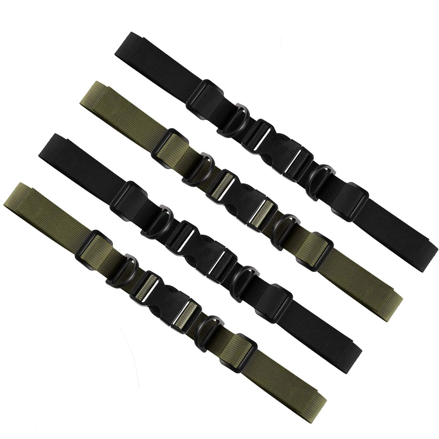 INTVN 4 Pieces Backpack Chest Strap Adjustable Backpack Sternum Strap Chest Belt with Buckle for Hiking and Jogging (Black and Dark Green)