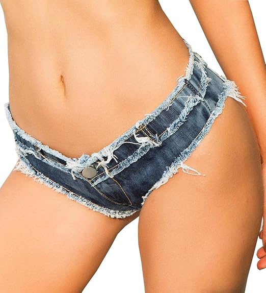 thong denim shorts