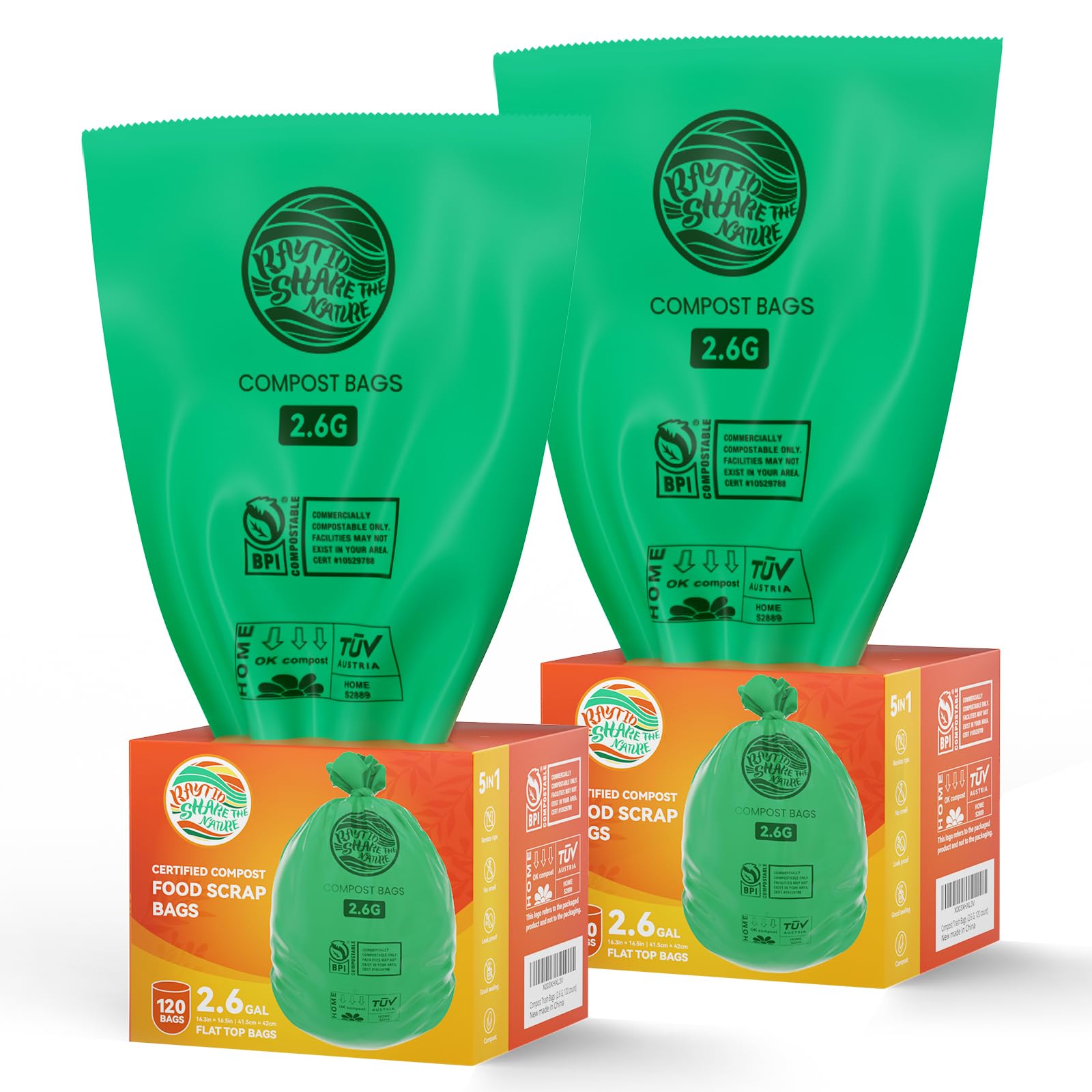 Photo 1 of 2.6 Gallon Compostable Trash Bags,240 Count Compost Trash Bags for Bedroom Kitchen Office Fit 10 Liter?Small Kitchen Food Scrap Waste Bags,ASTM D6400, US BPI & Europe OK compost HOME certified