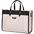 LOVEVOOK Lunch Bag Women,Large Capacity Insulated Lunch Tote Bag for Office Work Picnic Beach,Fashionable to Match,Beige-Black,M
