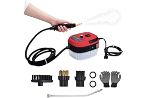 Ganggend Handheld Steam Cleaner, 2500W Hand-Held High Pressure Portable Cleaning Machine with 3 Brush, High Temperature Steamer for Home Use, Kitchen, Furniture, Bathroom, Car (Red)