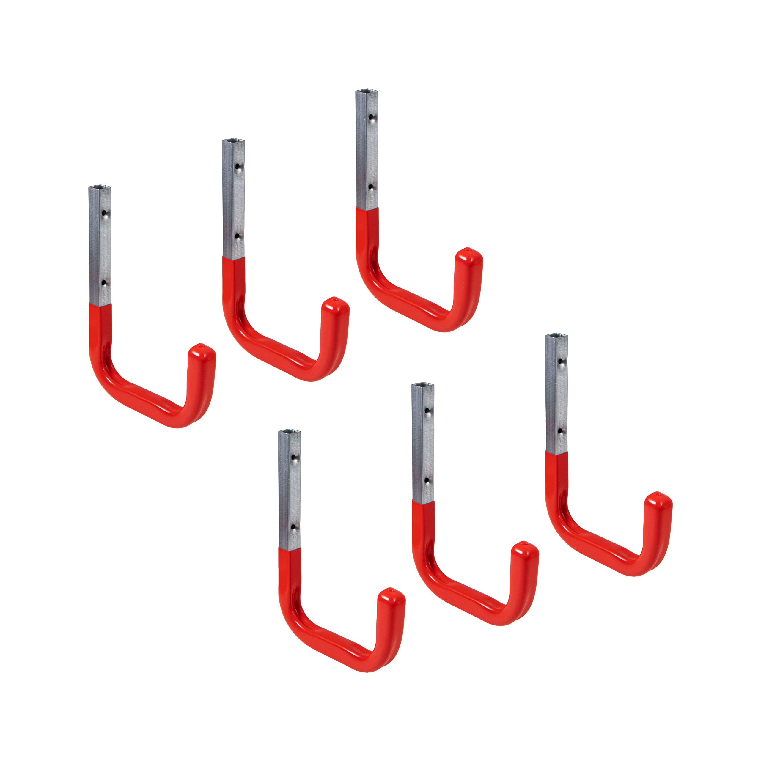 6x GedoTec Wall Hooks Screw hook Profile hook All purpose hook Rubber hook Hooks Steel zinc plated with Rubber coating red Depth 150 x Height 210 mm Buoyancy 85 kg tested Brand quality