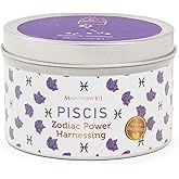 Magnificent 101 Long Lasting Pisces Zodiac Candle - 6 Oz - 35 Hour Burn Time - Blueberry Dandelion Scented Soy Wax Candle - Harness The Power of Astrological Signs to Find Your Strength