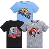 Demifill Toddler Boys 3 Pack Short Sleeve Boys Short T-Shirts Crew Neck T-Shirt Size 2-10Years