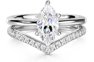 Michooyel S925 1.5ct Marquise Cut 2in1 Engagement Rings For Women Wedding Bands Ring Bridal Set Sterling Silver Promise Ring For Women