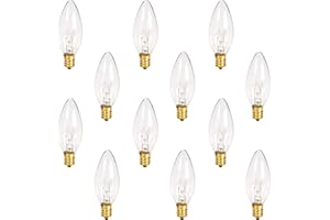 Holiday Joy C26 Christmas Crystal Clear Torpedo Tip Candelabra Replacement Night Light Bulbs - 7 Watt - 120 Volts - E12 (12 Pack) - Great for Electric Window Candle Light Bulbs Lamps