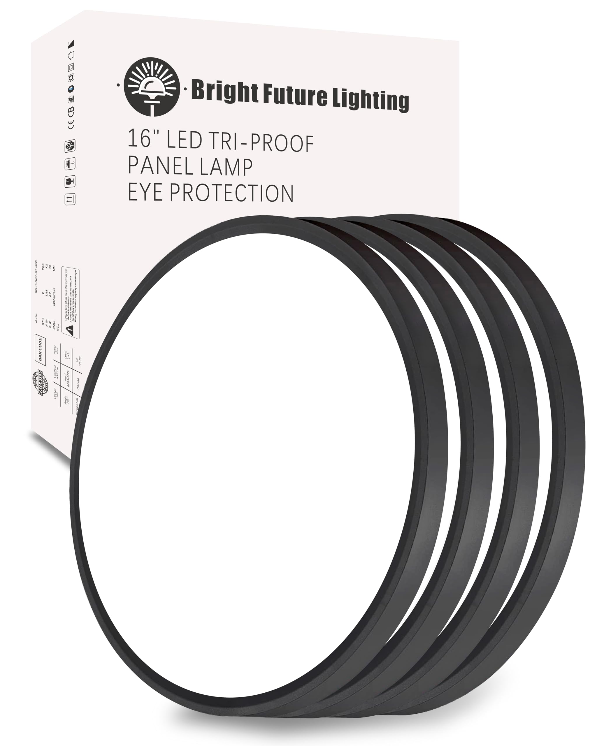 Photo 1 of ***ONLY WHITE**** 6 Pack 16 Inch Led Flush Mount Ceiling Light,32W,3480LM,3000K/4000K/6000K 3CCT Selectable,Black Ultra-Slim Ceiling Lighting Fixture,Round Low Profile Flat Panel Light for Bedroom,Kitchen,Hallway,Office