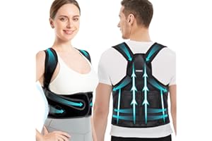 Vicorrect Posture Corrector for Women and Men: Back Brace Support - Shoulders Straightener Relieve Upper Back Pain (Black, Large)