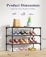 Kitsure Premium Non-Woven Shoe Rack 63 x 30 x 39 cm Black view 3