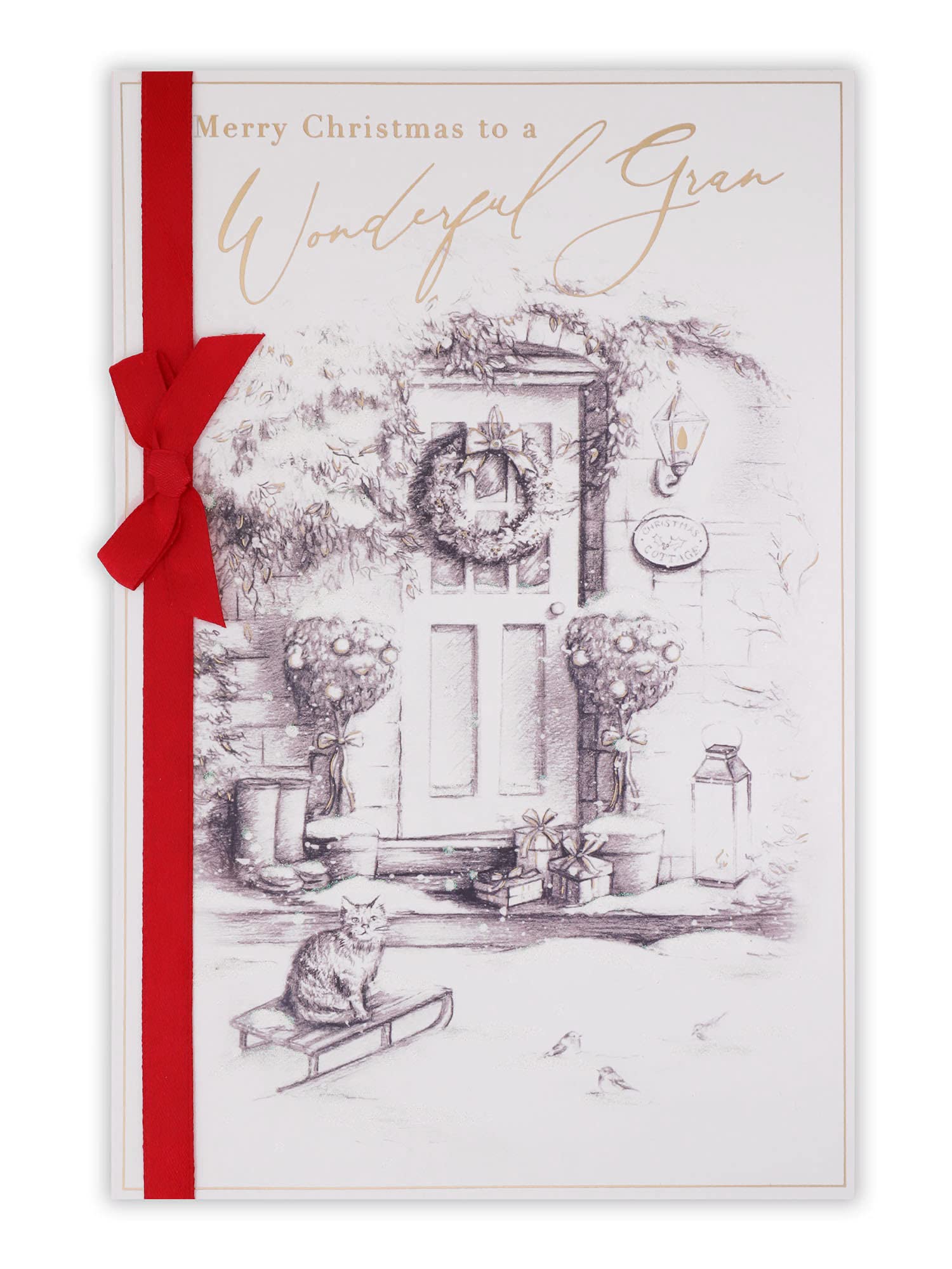 Clintons: Sketch Door Scene Gran Christmas Card, Multi-Colour, 155 x 235 (1170848)