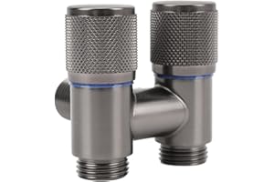 Brass 2 Way Valve Hose Splitter, Dual Switch Water Valve 1 Inlet 2 Outlet for Washing Machine