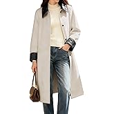 VATEAMI Women's Heavyweight Wool Blend Winter Coat Long Single-Breasted Peacoat Casual Dressy Outerwear Coat