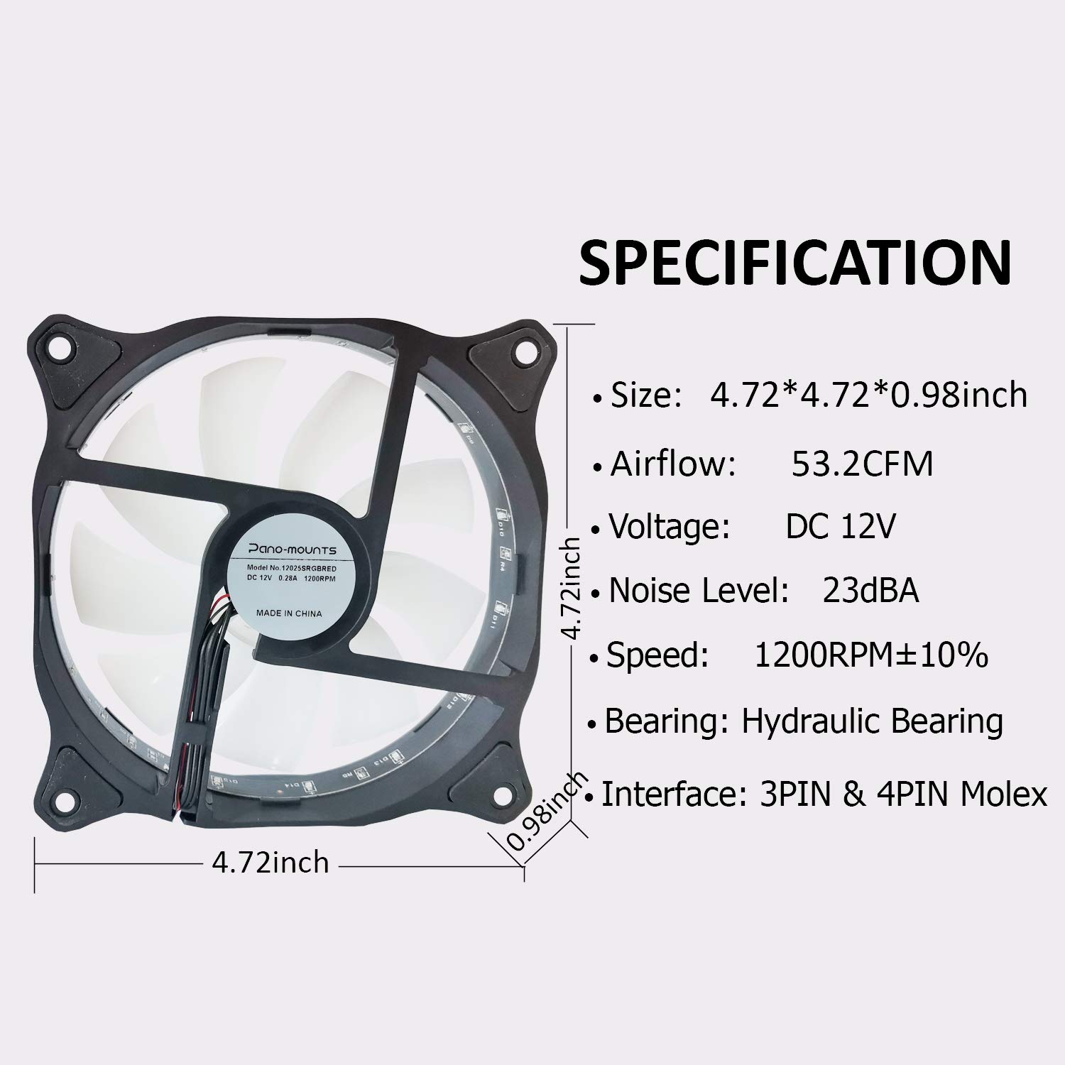 Mua 120mm Computer Fans PC Red LED Case Fan Quiet 12V 3pin Gaming PC ...