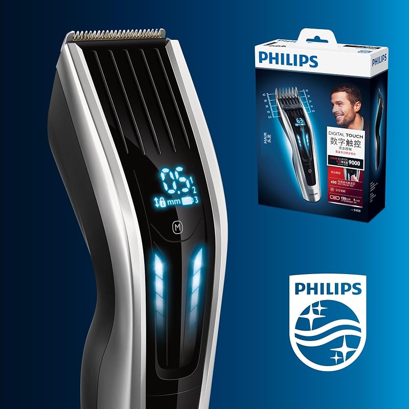 Máquina de cortar cabelo philips série 9000, barbeador e aparador elétrico para homens, controle de toque digital, potência máxima, corte de cabelo perfeito, lâminas de titânio, 400 configurações de comprimento, 120 — foto 7 de 7