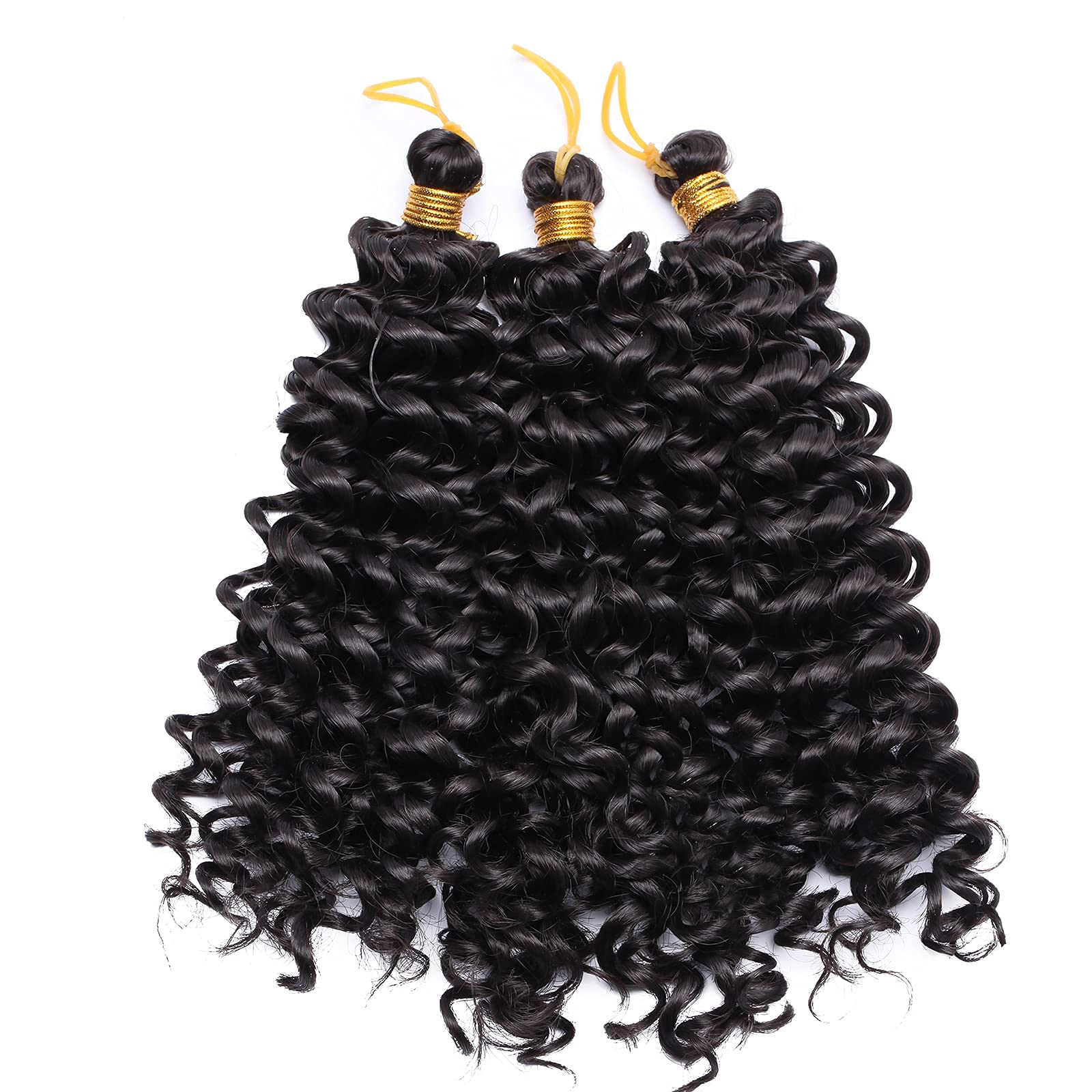 Silk-co Afro Braiding Hair Extensions Water Wavy Marlybob Crochet Hair Weave Braids Synthetic Kinky Deep Curly - Natural Black