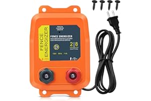 CCTP PE2 Electric Fence Energizer, 2-Mile/ 8 Acres Electric Fence Charger,0.1 Joule Livestock Fence Chargers for Containing Dogs, Livestock and Preventing Wild Animals Intruding,Orange