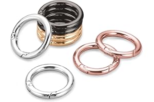 Gkeygo Key Ring Clip, 1 Inch Keychain Rings, 8 Pack Round Carabiner Clip for Keys, Buckle, Bags, Purses - Key Chain Hooks Replacement Keychains Lanyard DIY Crafts - Silver, Gold, Rose Gold, Black