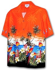 Pacific Legend Men's Parrots Beach Border Hawaiian