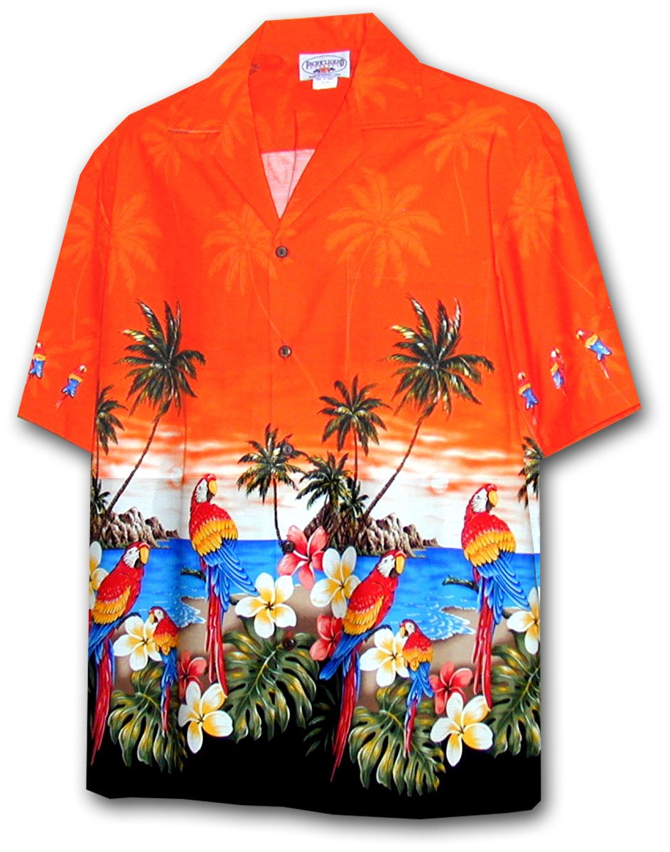 Pacific Legend Men's Parrots Beach Border Hawaiian