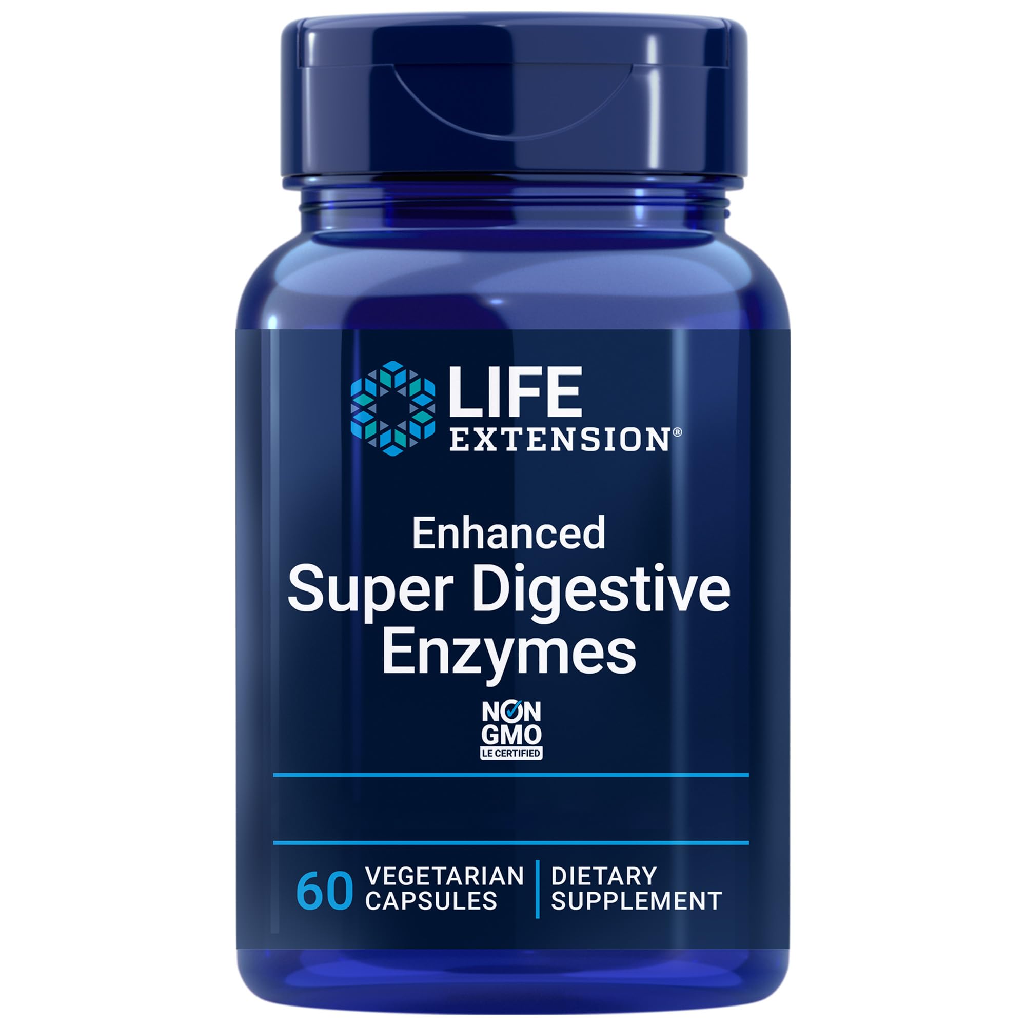 Life Extension, Enhanced Super Digestive Enzymes, High Dose, 60 Vegetarian Capsules, Non GMO