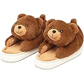 ROVANCHY Women's Men's Valentines Slippers Cute Bear Slippers,Fuzzy Animal Indoor House Shoes,Gifts for Valentines Day Birthday,Pillow Cloud Warm Fluffy Slipper with Thick Soled