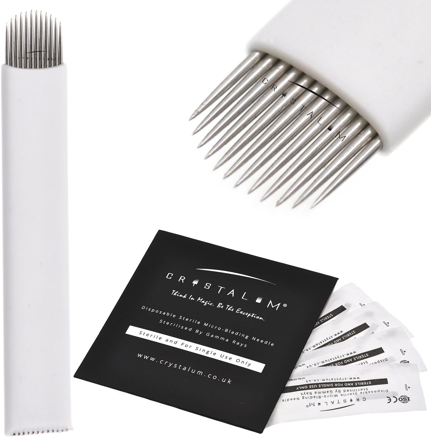 Microblading Blades 12U x20 Pins PRO Range 0.20mm Flexi Needles Eyebrow Tattoo CRYSTALUM® Nano